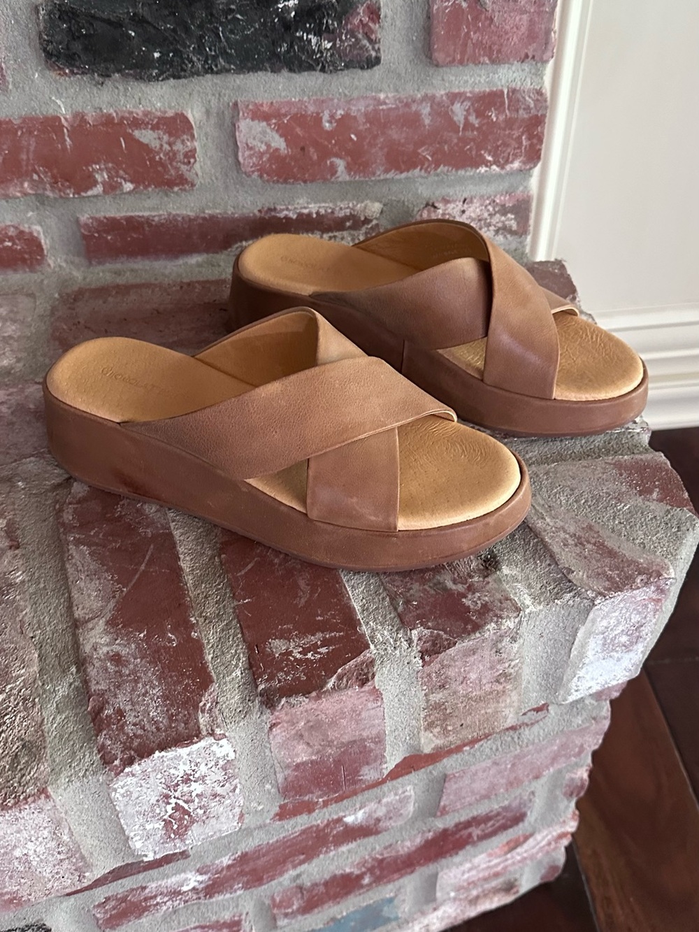 Chocolat Blu Chocolate Brown Slip-On Sandals